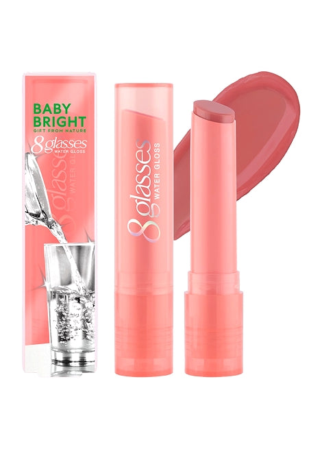 Pink lip balm with packaging on a white background