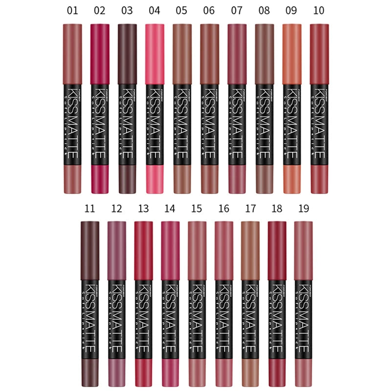19 Colors Sexy Matte Lip Stick Lipliner Lip Liner Pencil