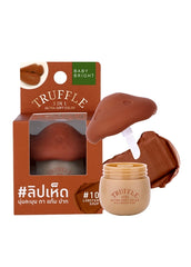 Truffle-themed product with packaging and container on a white background