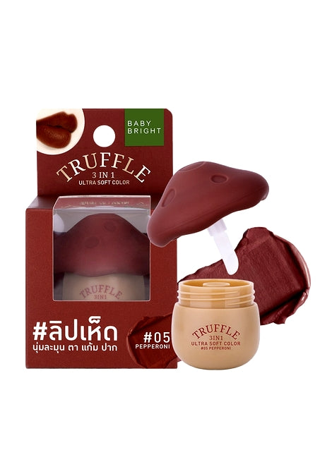 Truffle makeup product with packaging on a white background